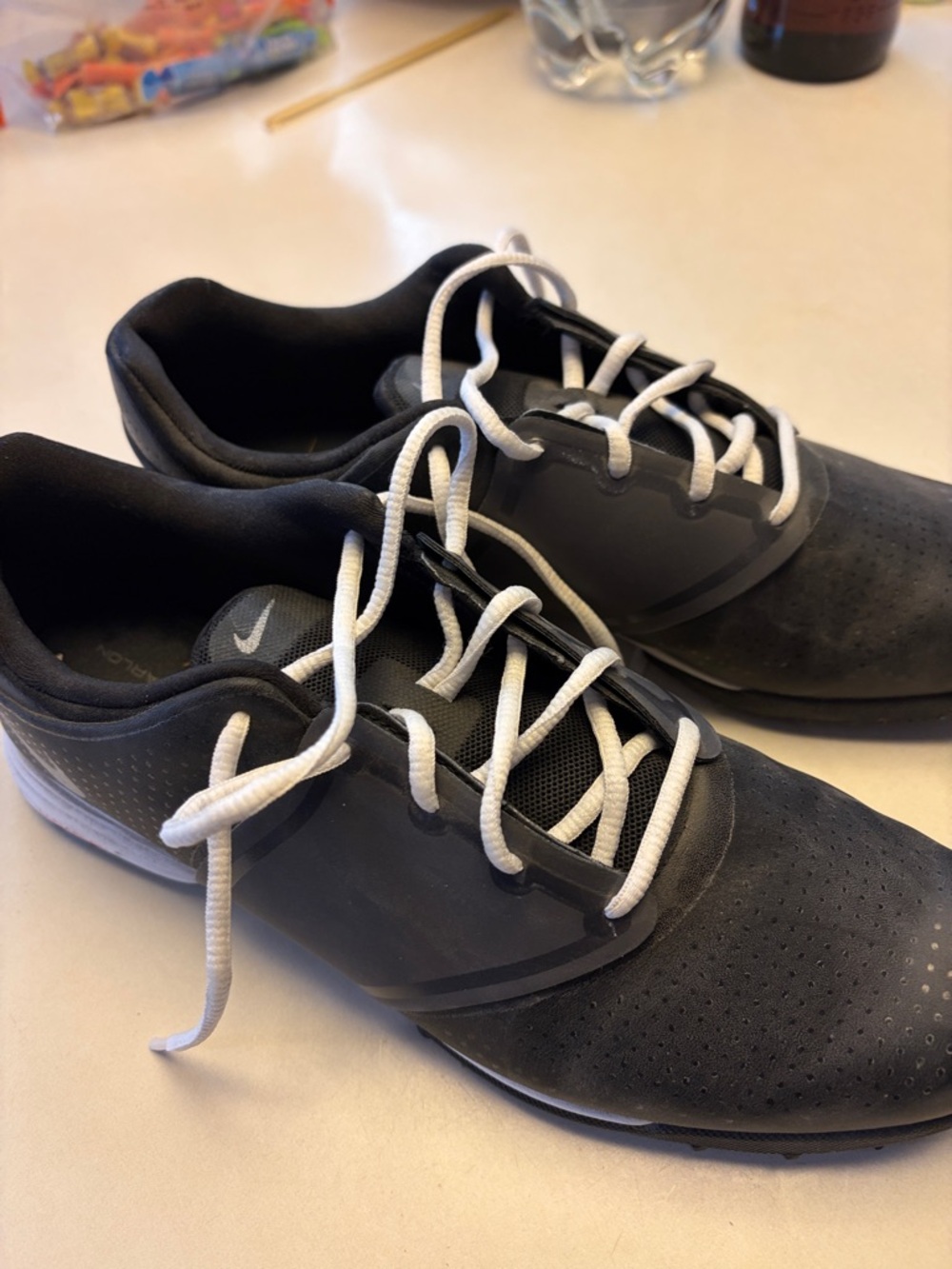 Nike women’s Black golf Shoes with White Laces and Gray Accents - like new